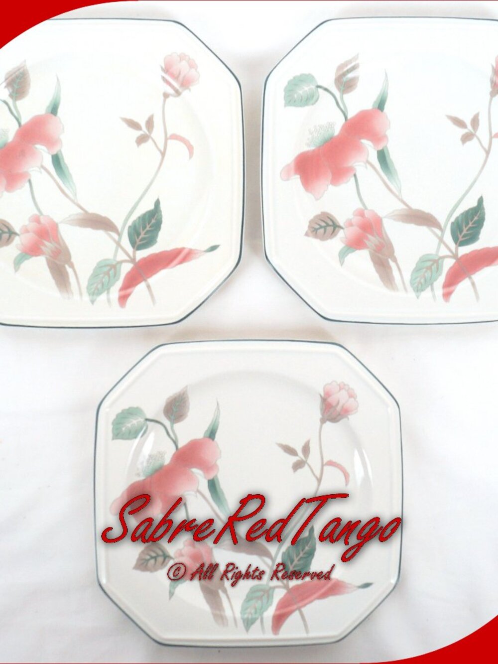 Vintage Mikasa Japan Ceramic Salad Plate Set Of 3 F3003 Silk Flowers